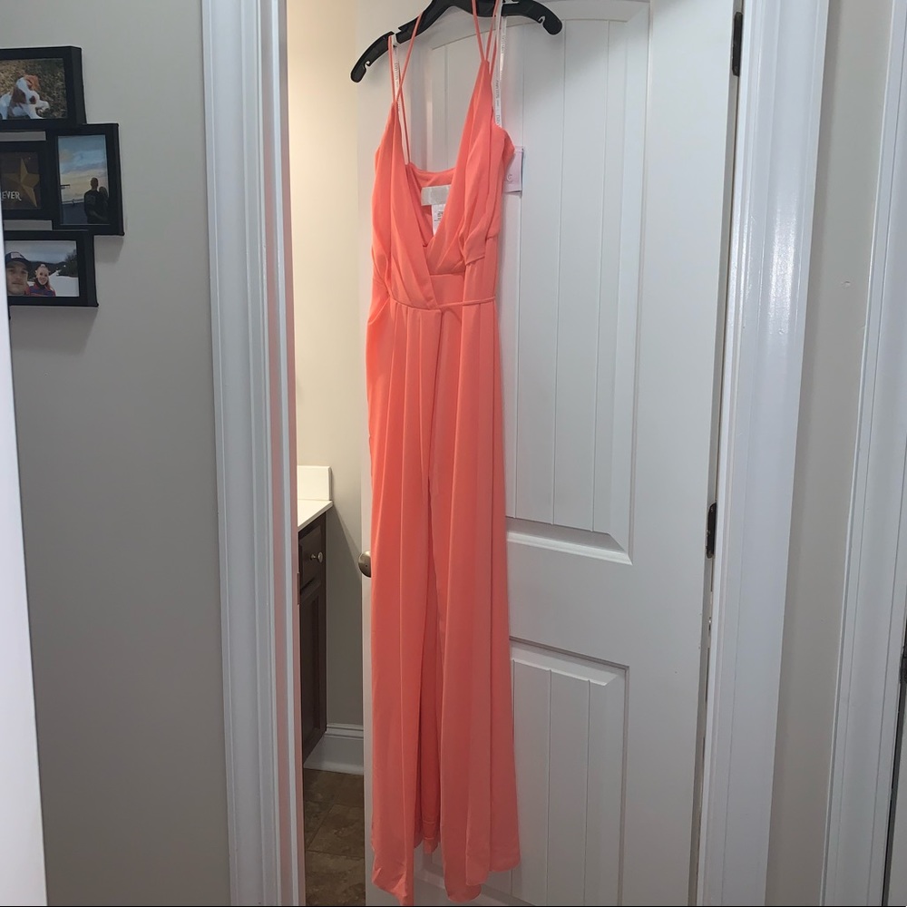 Coral Wrap Bridesmaid Dress